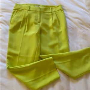 NWT J. Crew Pleated Chartreuse Green Pants Size 6